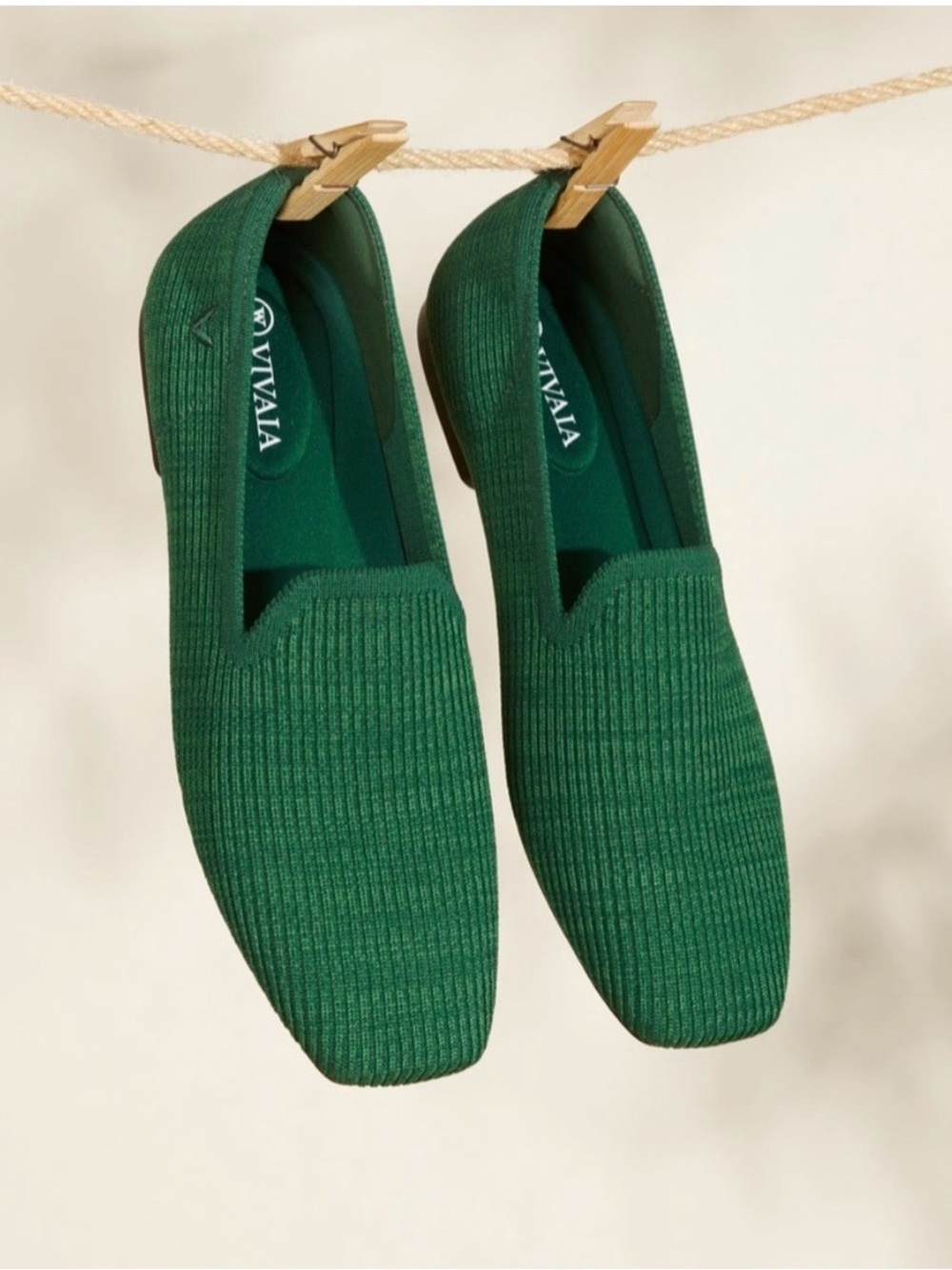 Vivaia Samantha Walker Forest Green Square-Toe Loafers Size 41 or US 9.5
